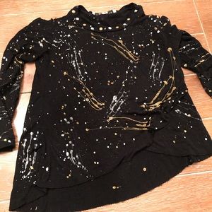 Paint splatter cold shoulder shirt